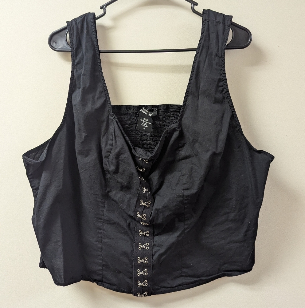 Social Collision Black Hook & Eye Corset Girls Tank Top Plus Size